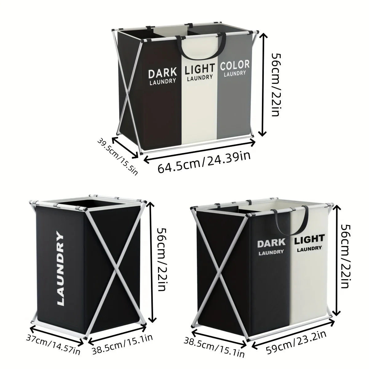 Fold&Sort Laundry Hamper — Large Folding Divider Basket