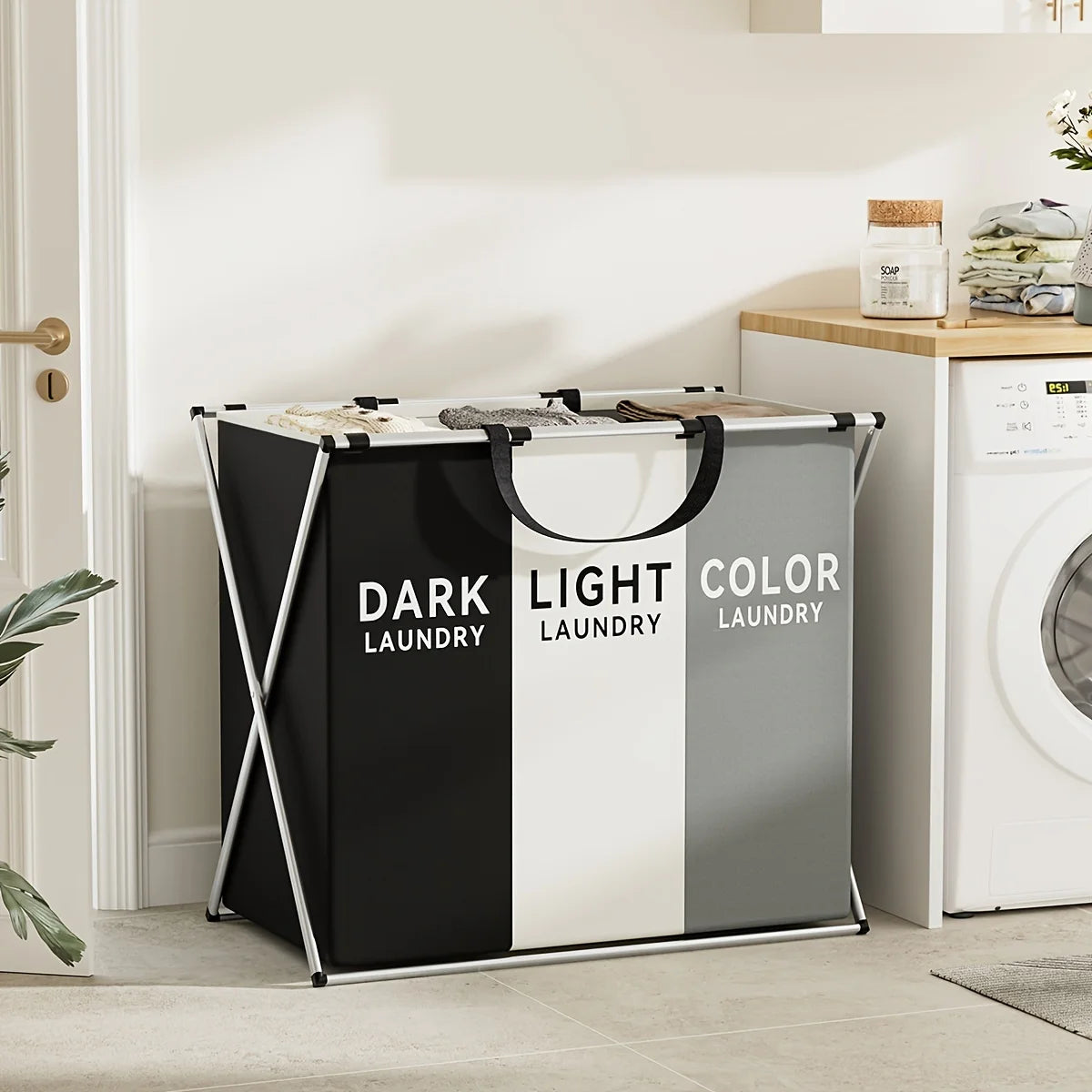 Fold&Sort Laundry Hamper — Large Folding Divider Basket