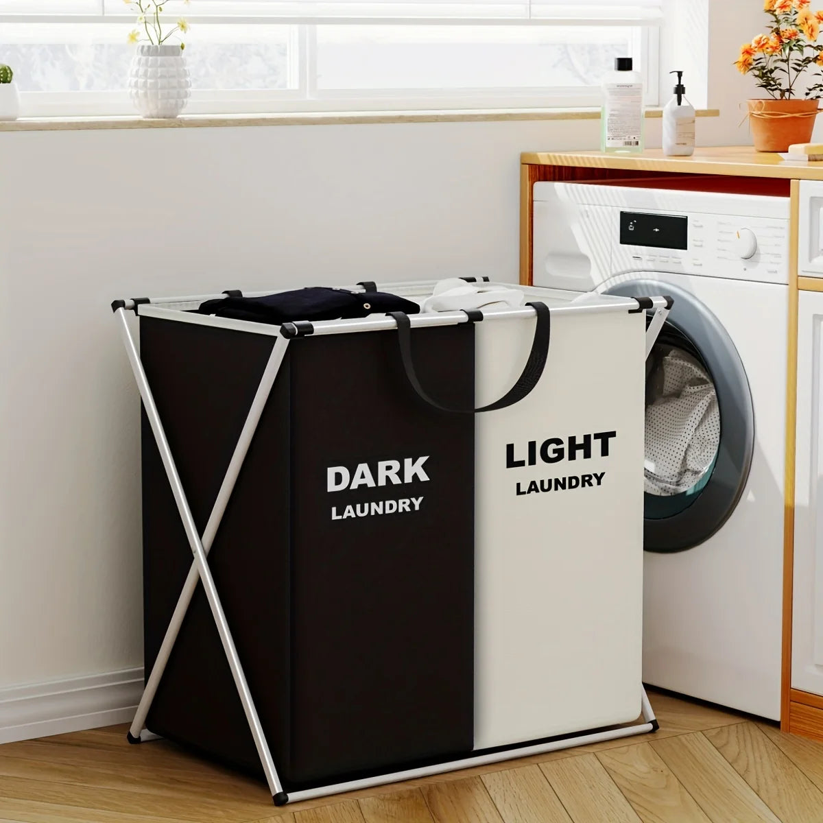 Fold&Sort Laundry Hamper — Large Folding Divider Basket