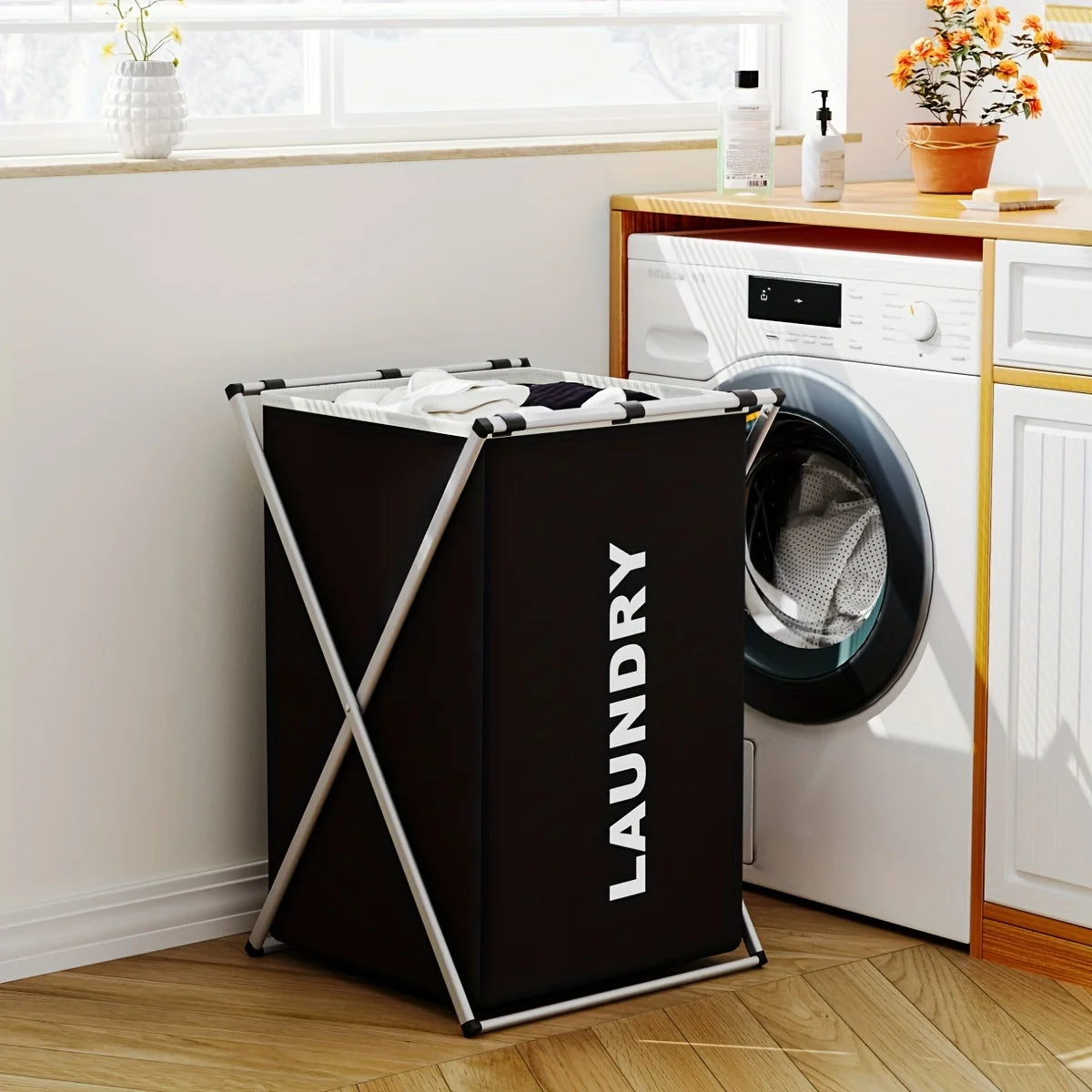 Fold&Sort Laundry Hamper — Large Folding Divider Basket