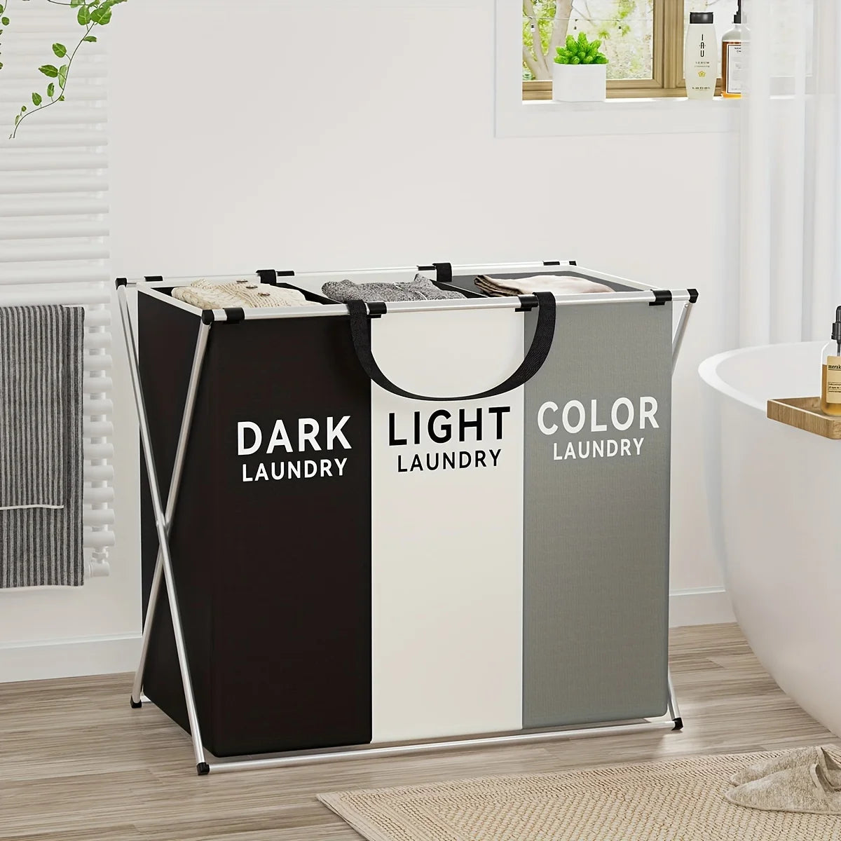 Fold&Sort Laundry Hamper — Large Folding Divider Basket